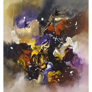 S. M. Naqvi, 30 x 36 Inch, Acrylic on Canvas, Abstract Painting, AC-SMN-167